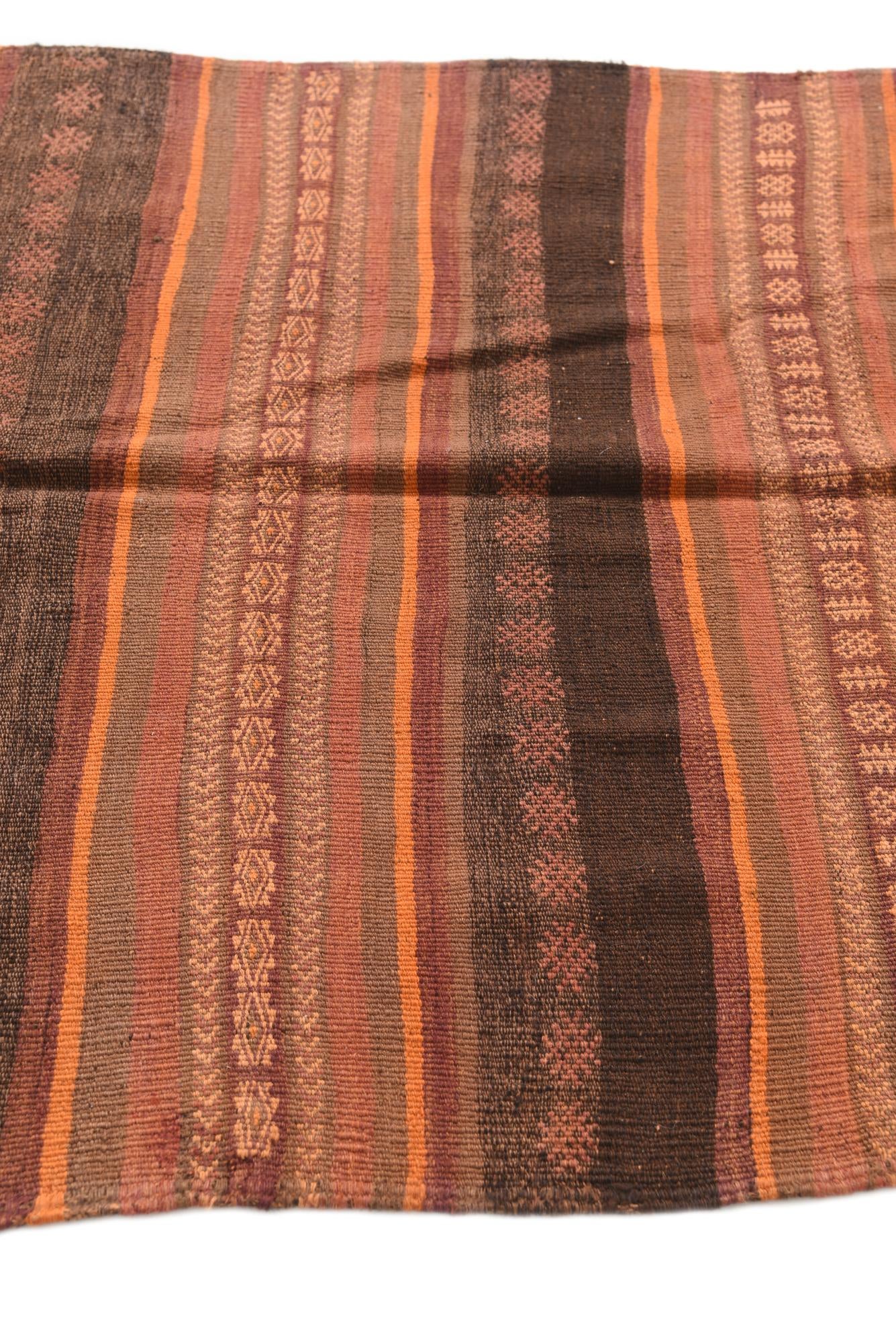 3' 7 x 8' 1 Hand Woven Kilim Afghan Wool Runner Rug