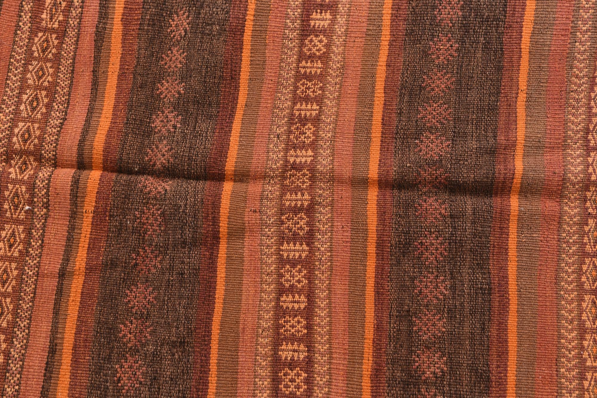 3' 7 x 8' 1 Hand Woven Kilim Afghan Wool Runner Rug
