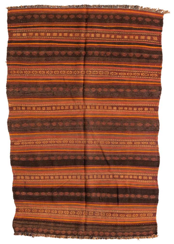 3' 7 x 8' 1 Hand Woven Kilim Afghan Wool Runner Rug