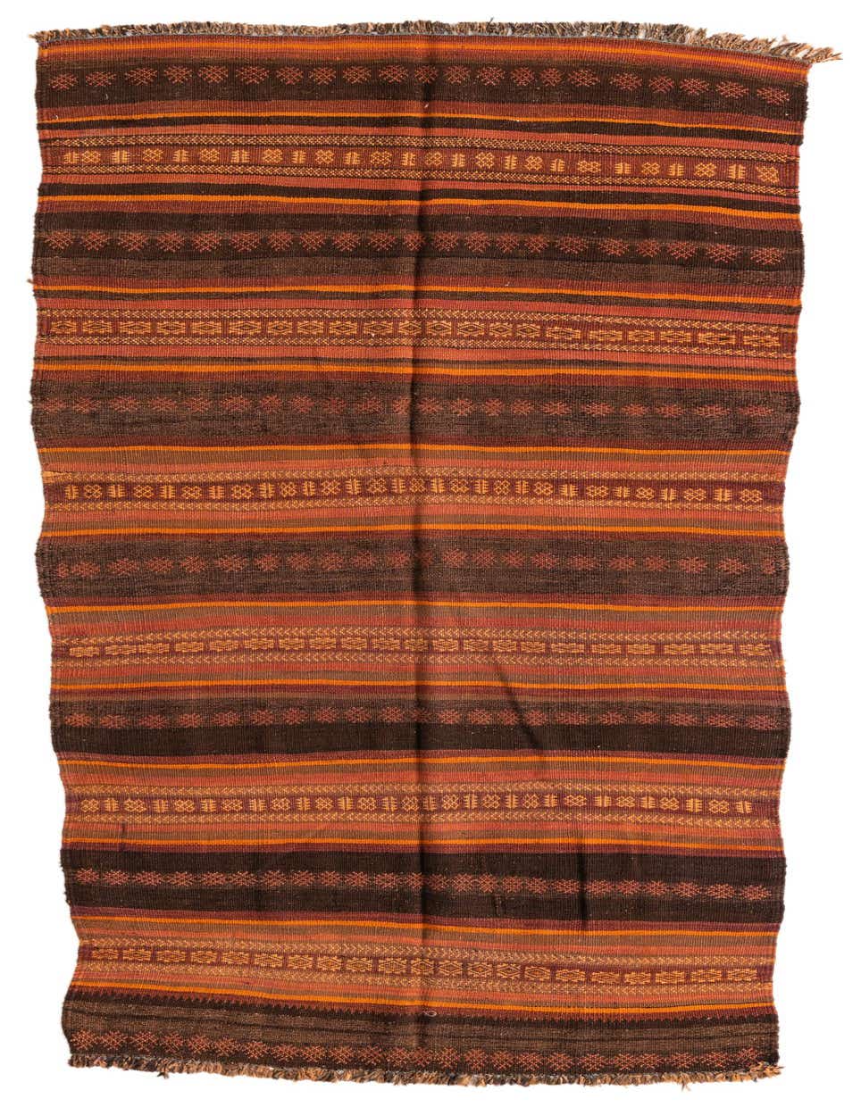 3' 7 x 8' 1 Hand Woven Kilim Afghan Wool Runner Rug