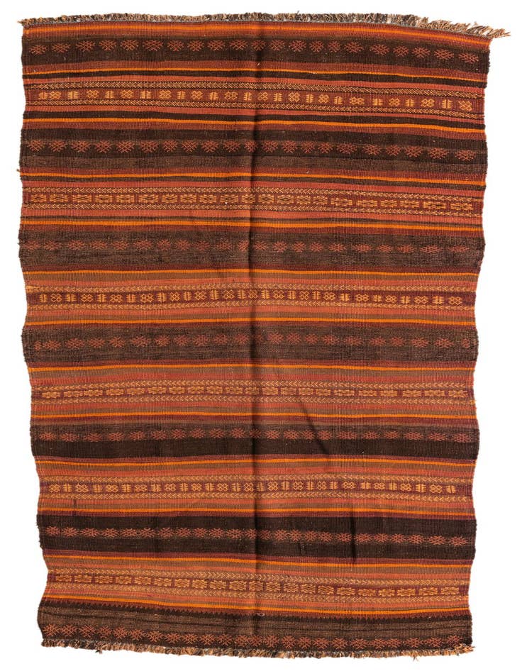Detail image of 3' 7 x 8' 1 Hand Woven Kilim Afghan Wool Runner Rug