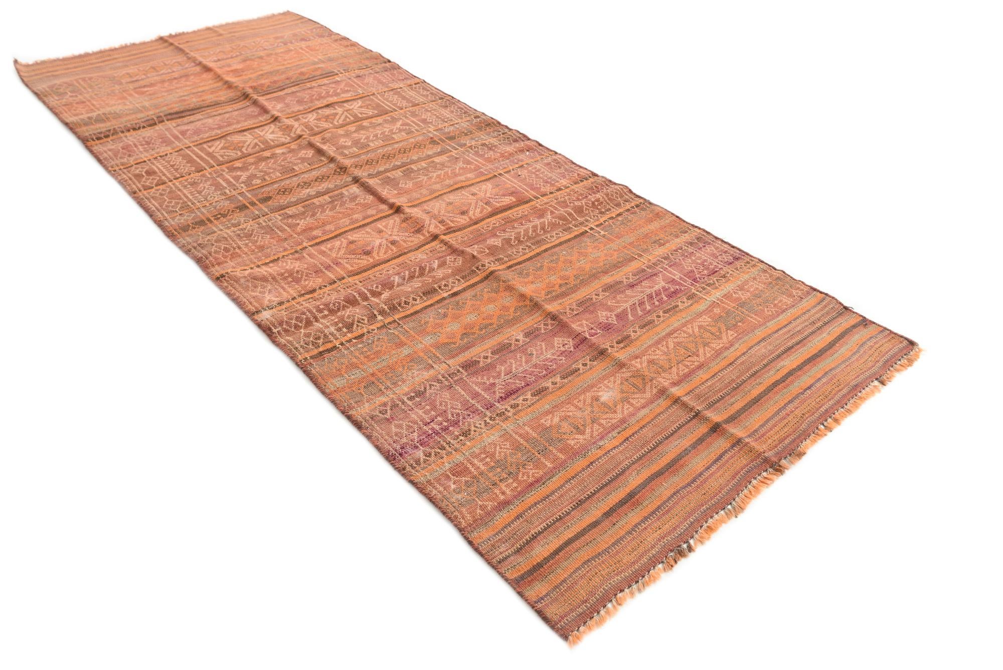 3' 9 x 9' 7 Hand Woven Kilim Afghan Wool Runner Rug