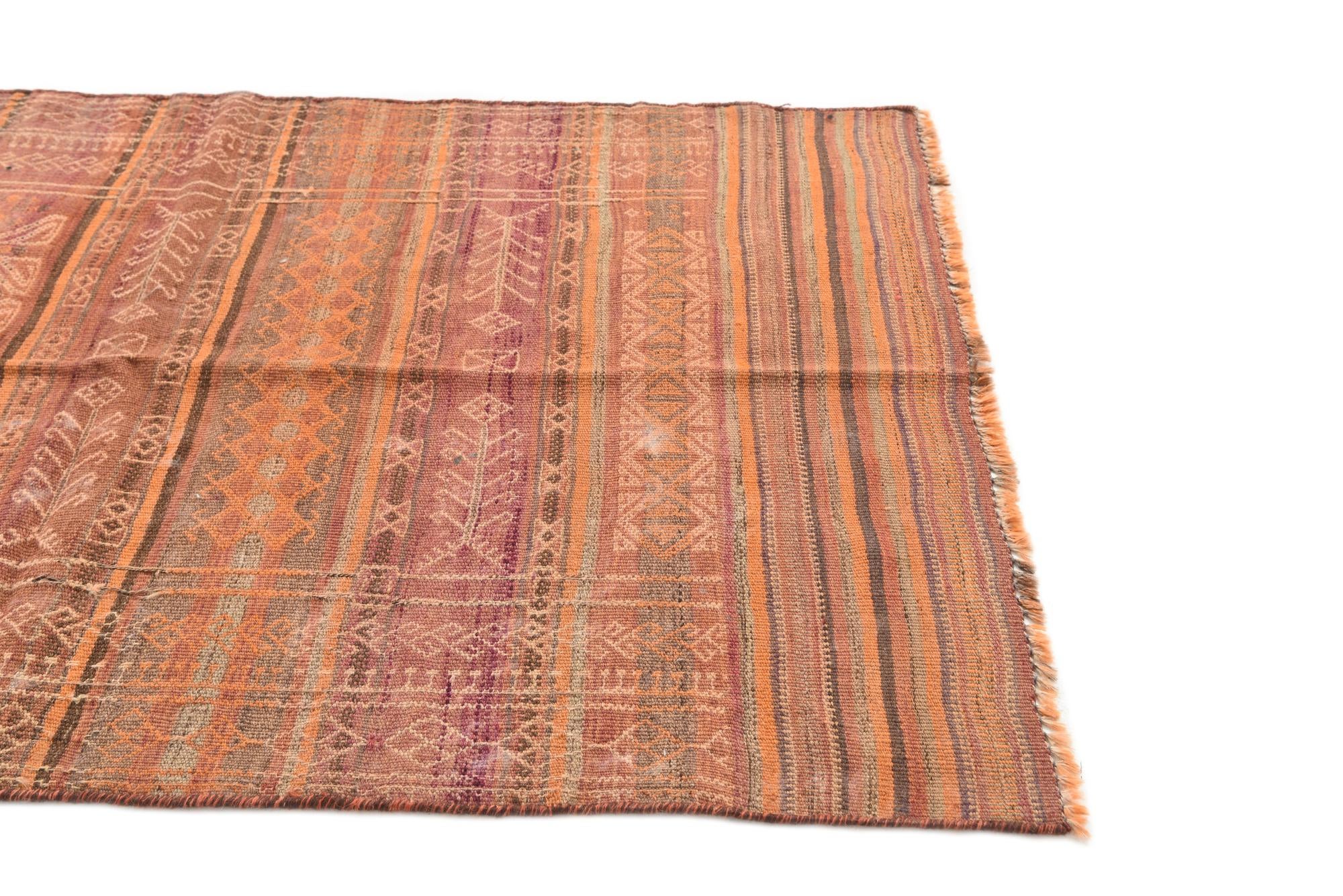 3' 9 x 9' 7 Hand Woven Kilim Afghan Wool Runner Rug