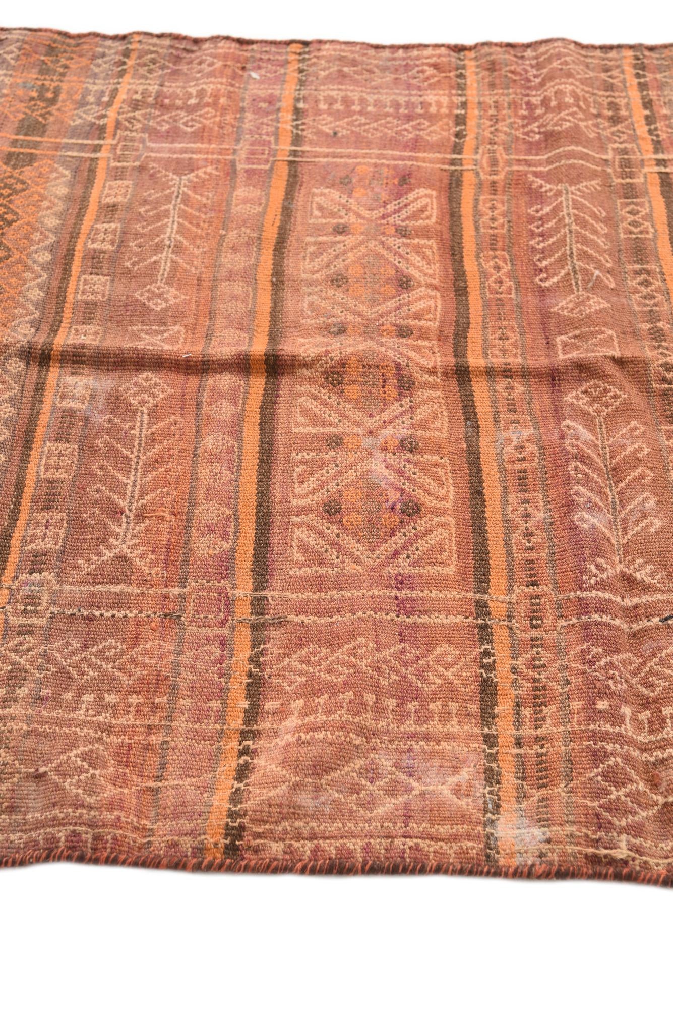3' 9 x 9' 7 Hand Woven Kilim Afghan Wool Runner Rug