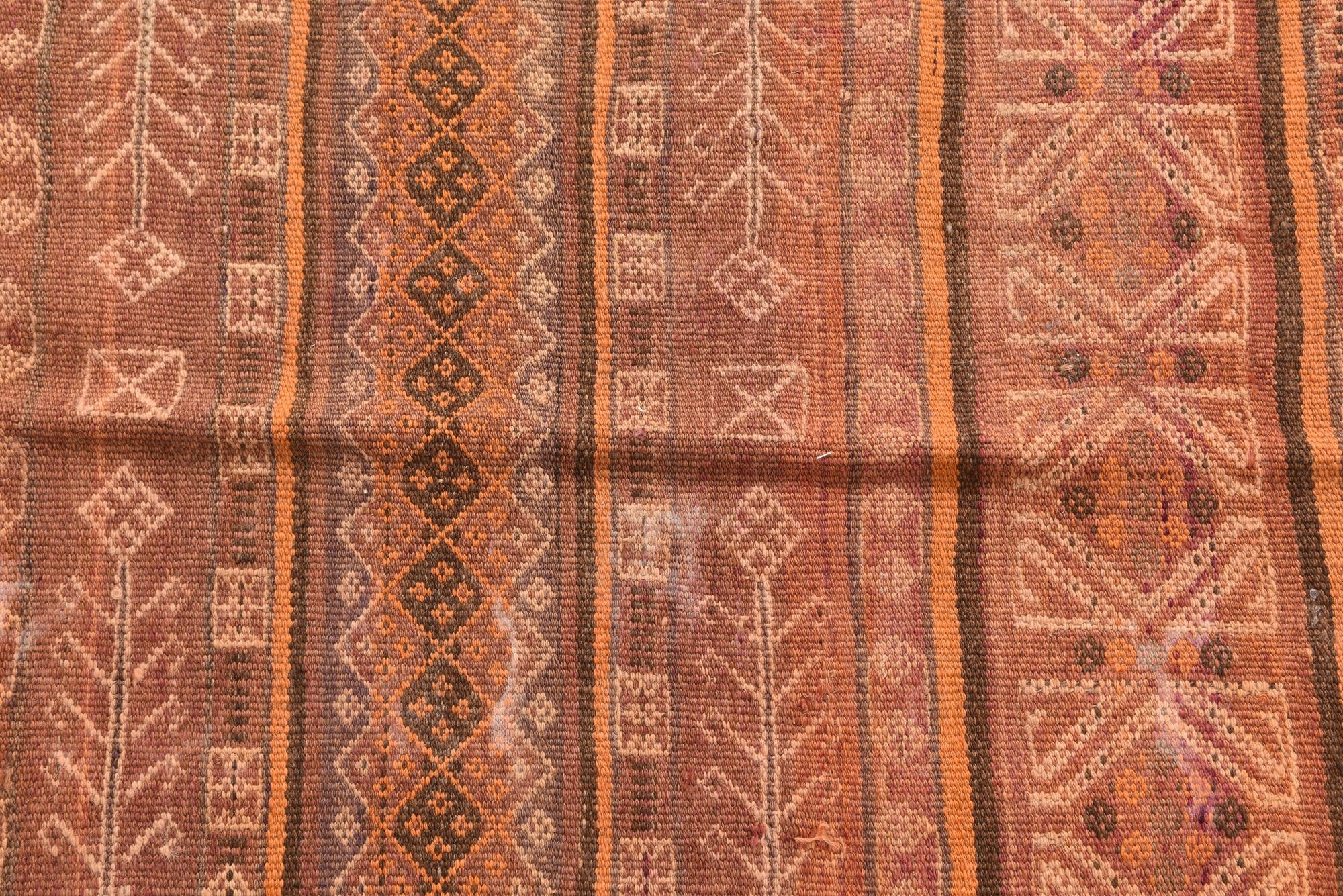 3' 9 x 9' 7 Hand Woven Kilim Afghan Wool Runner Rug