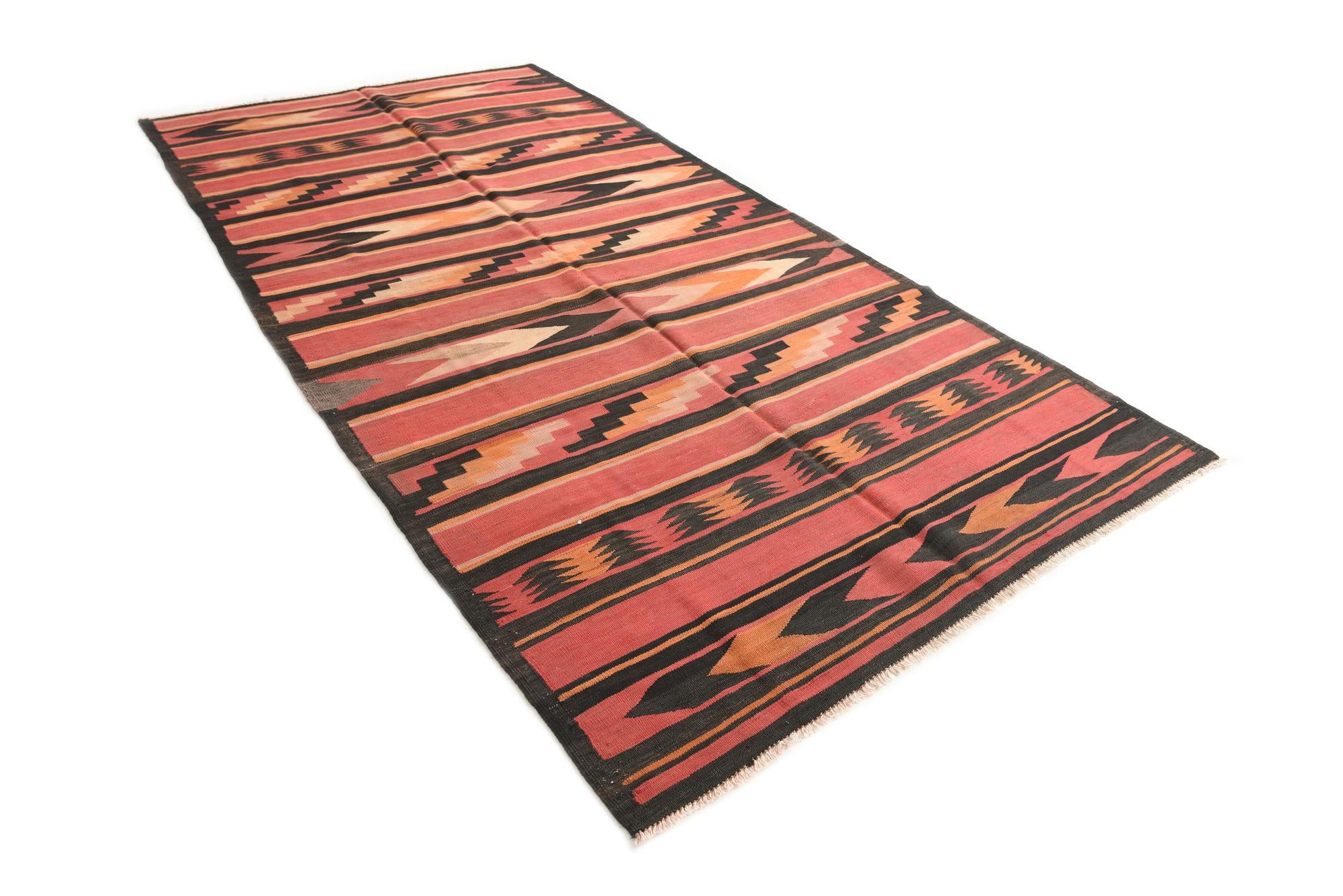 5' 1 x 10' 2 Hand Woven Kilim Afghan Wool Runner Rug