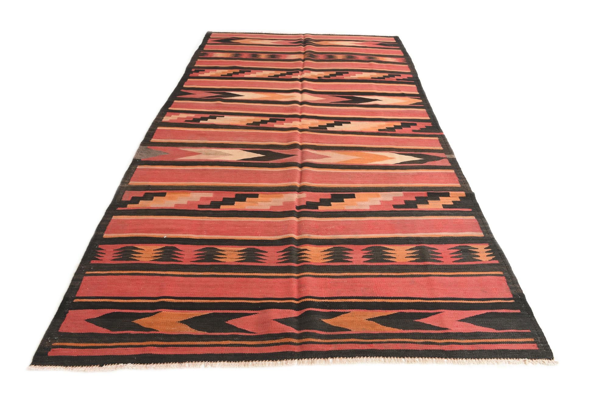 5' 1 x 10' 2 Hand Woven Kilim Afghan Wool Runner Rug