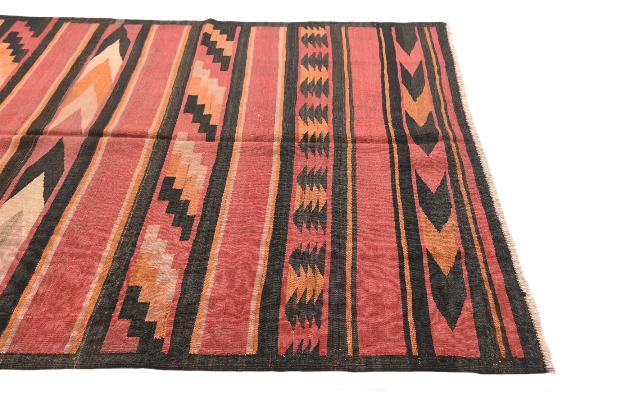 5' 1 x 10' 2 Hand Woven Kilim Afghan Wool Runner Rug
