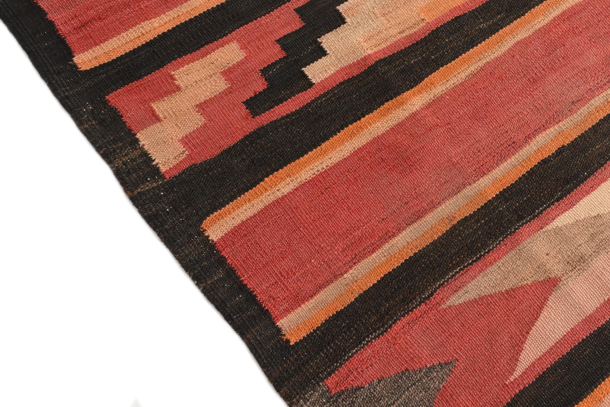 5' 1 x 10' 2 Hand Woven Kilim Afghan Wool Runner Rug