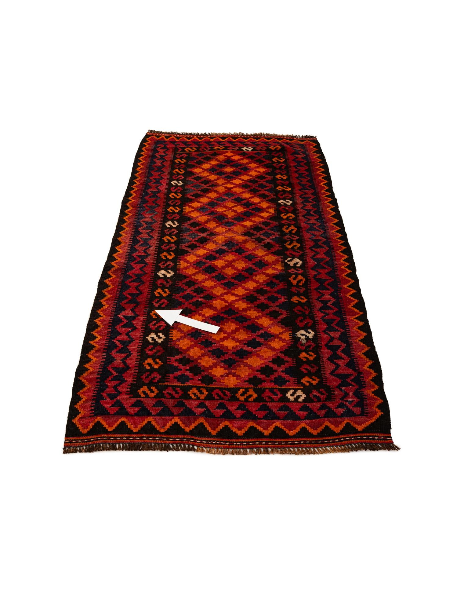 3' 3 x 6' 6 Hand Woven Kilim Afghan Wool Runner Rug