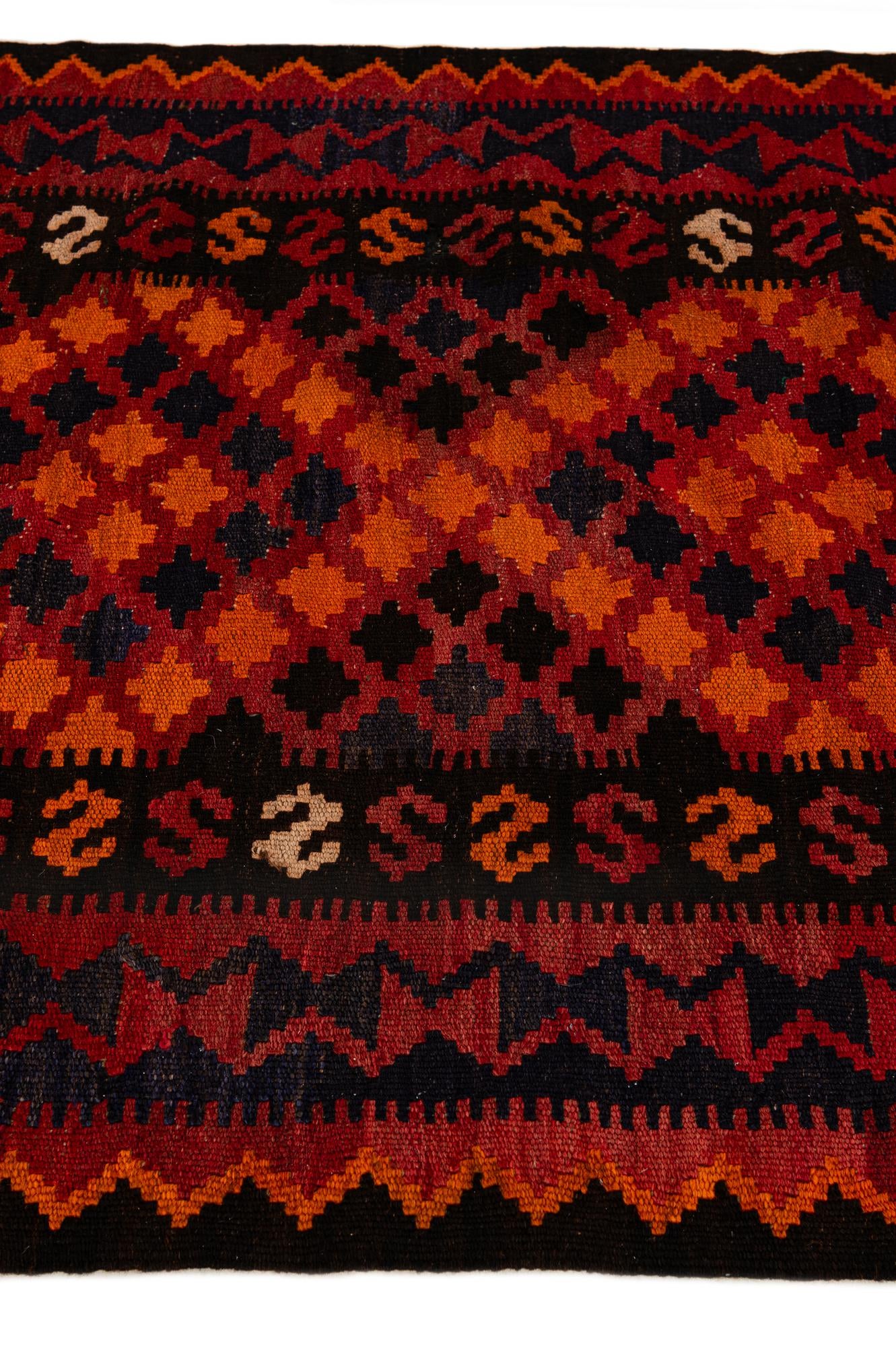 3' 3 x 6' 6 Hand Woven Kilim Afghan Wool Runner Rug