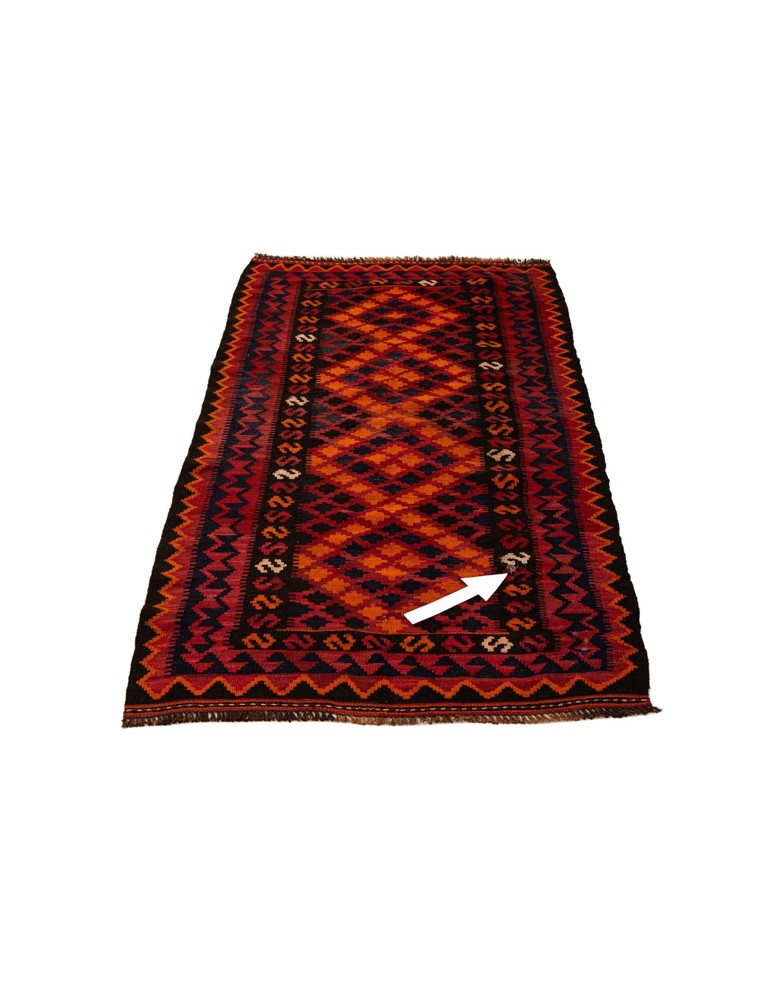 3' 3 x 6' 6 Hand Woven Kilim Afghan Wool Runner Rug