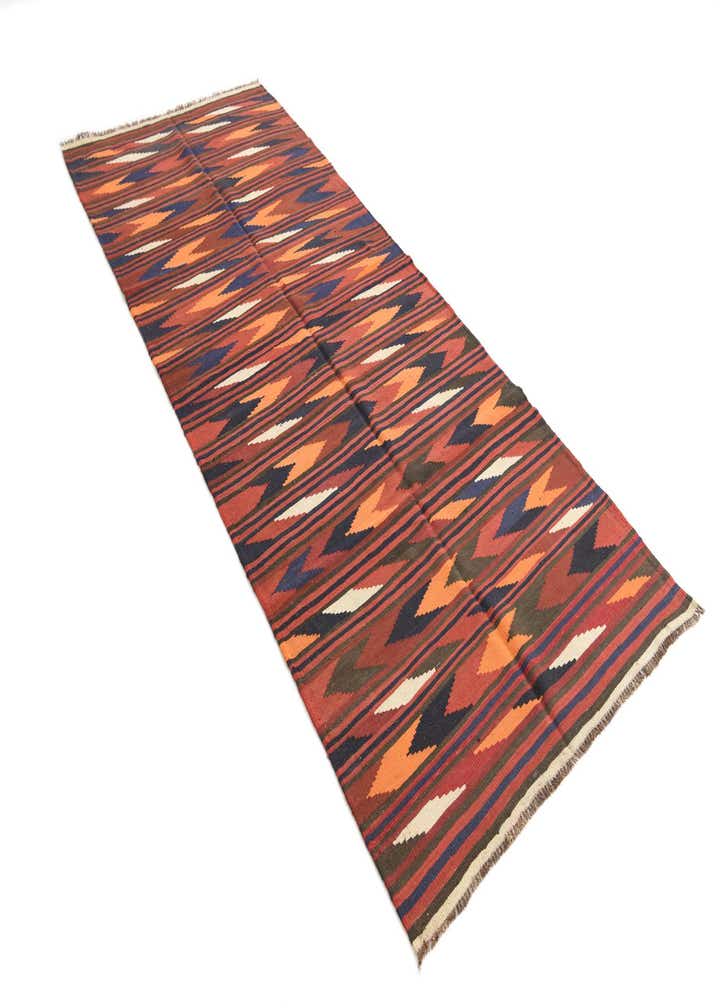 4' x 9' 5 Hand Woven Kilim Afghan Wool Runner Rug
