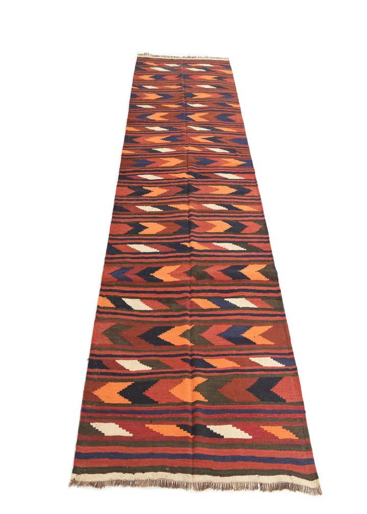 4' x 9' 5 Hand Woven Kilim Afghan Wool Runner Rug