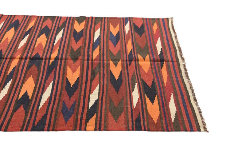 Detail image of 4' x 9' 5 Hand Woven Kilim Afghan Wool Runner Rug