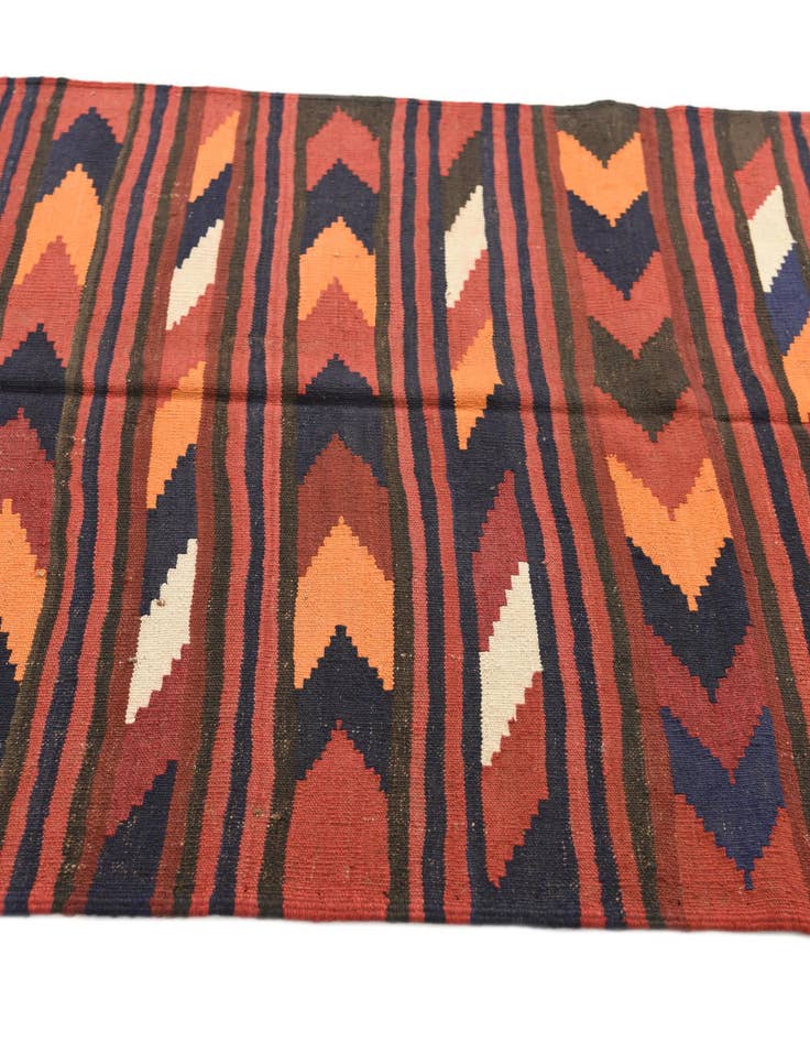 Detail image of 4' x 9' 5 Hand Woven Kilim Afghan Wool Runner Rug