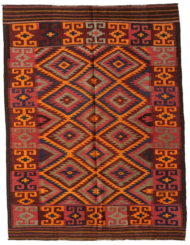 Detail image of 5' 5 x 10' 1 Hand Woven Kilim Afghan Wool Runner Rug