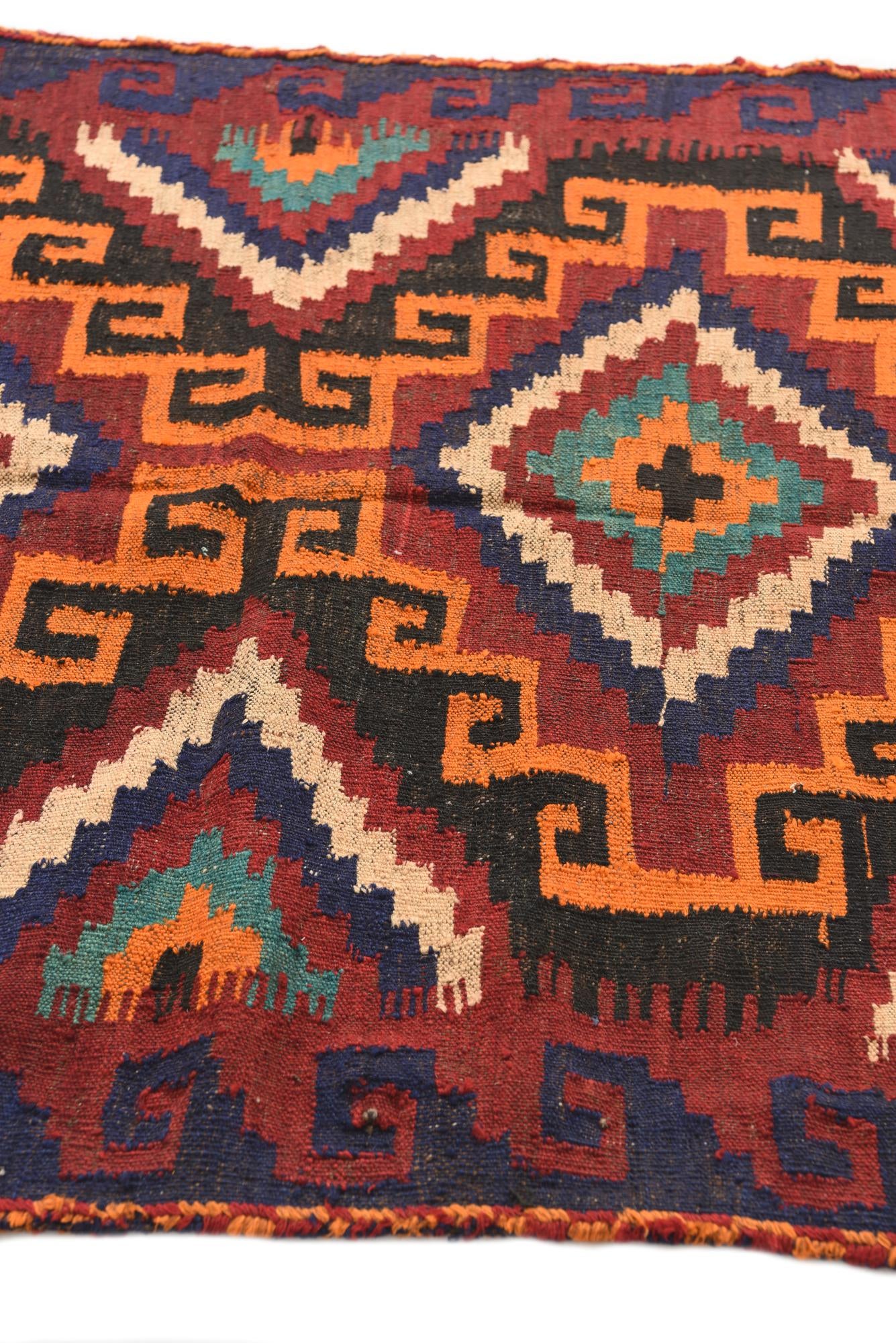 3' 10 x 9' 6 Hand Woven Kilim Afghan Wool Runner Rug