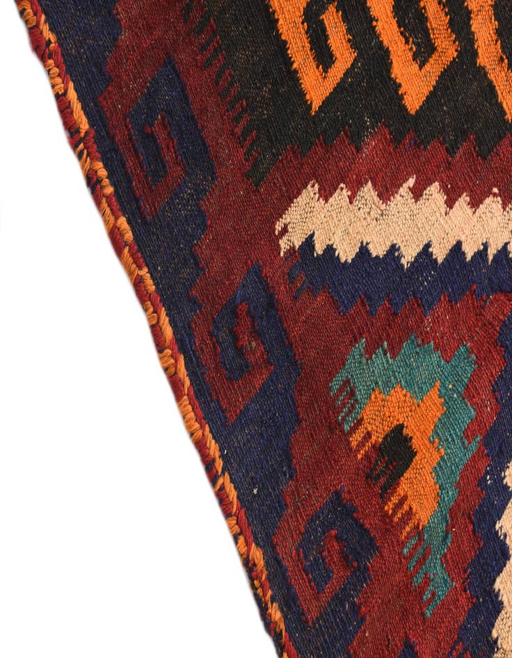Detail image of 3' 10 x 9' 6  Hand Woven Kilim Afghan Wool Runner Rug