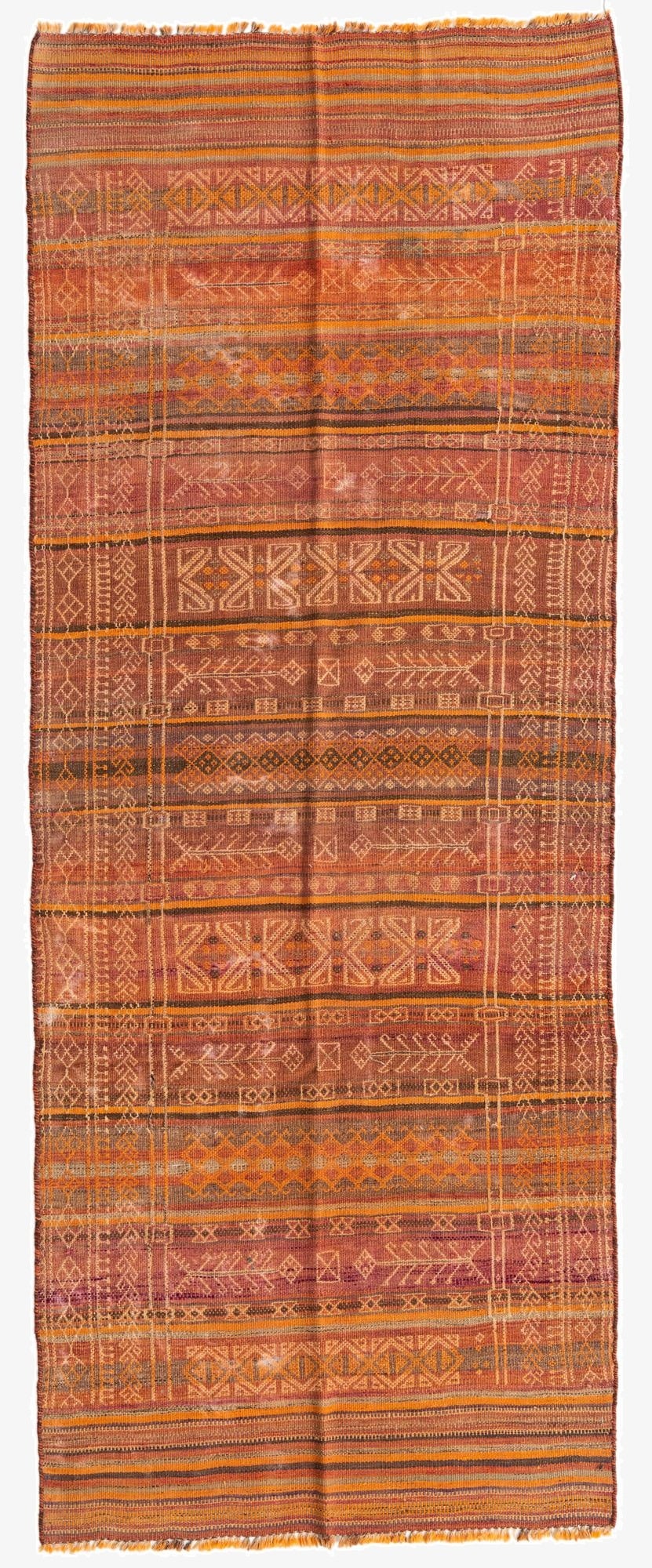 3' 9 x 9' 7  Hand Woven Kilim Afghan Wool Runner Rug