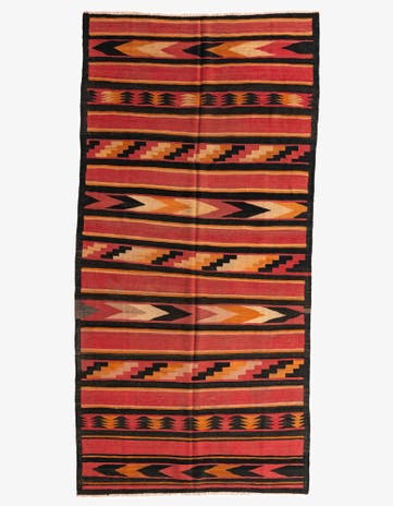 5' 1 x 10' 2 Hand Woven Kilim Afghan Wool Runner Rug