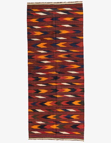 4' x 9' 5 Hand Woven Kilim Afghan Wool Runner Rug