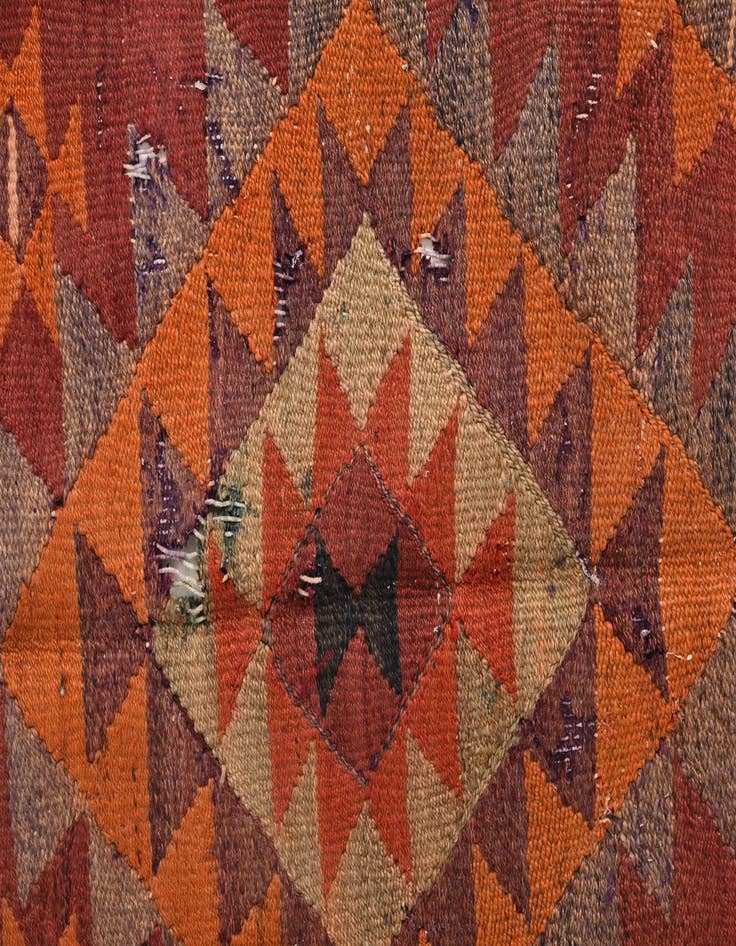 Detail image of 4' 6 x 9' 5  Hand Woven Kilim Fars Wool Runner Rug
