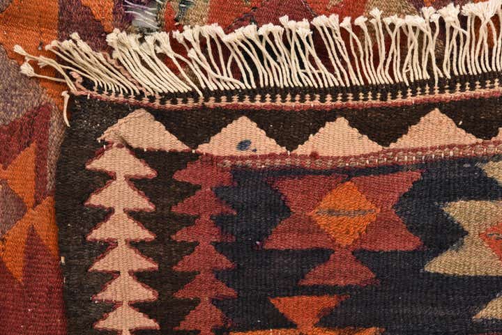 4' 6 x 9' 5 Hand Woven Kilim Fars Wool Runner Rug