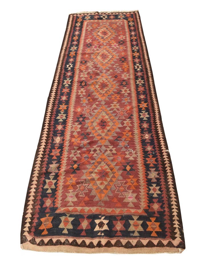 Detail image of 4' 6 x 9' 5  Hand Woven Kilim Fars Wool Runner Rug