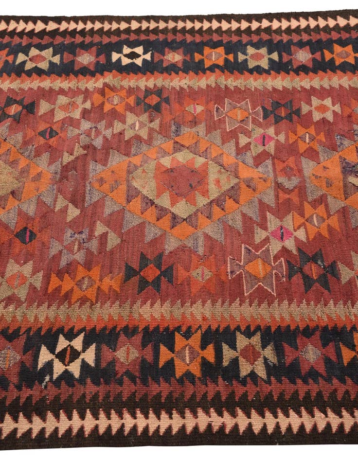Detail image of 4' 6 x 9' 5  Hand Woven Kilim Fars Wool Runner Rug