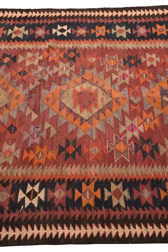 4' 6 x 9' 5 Hand Woven Kilim Fars Wool Runner Rug