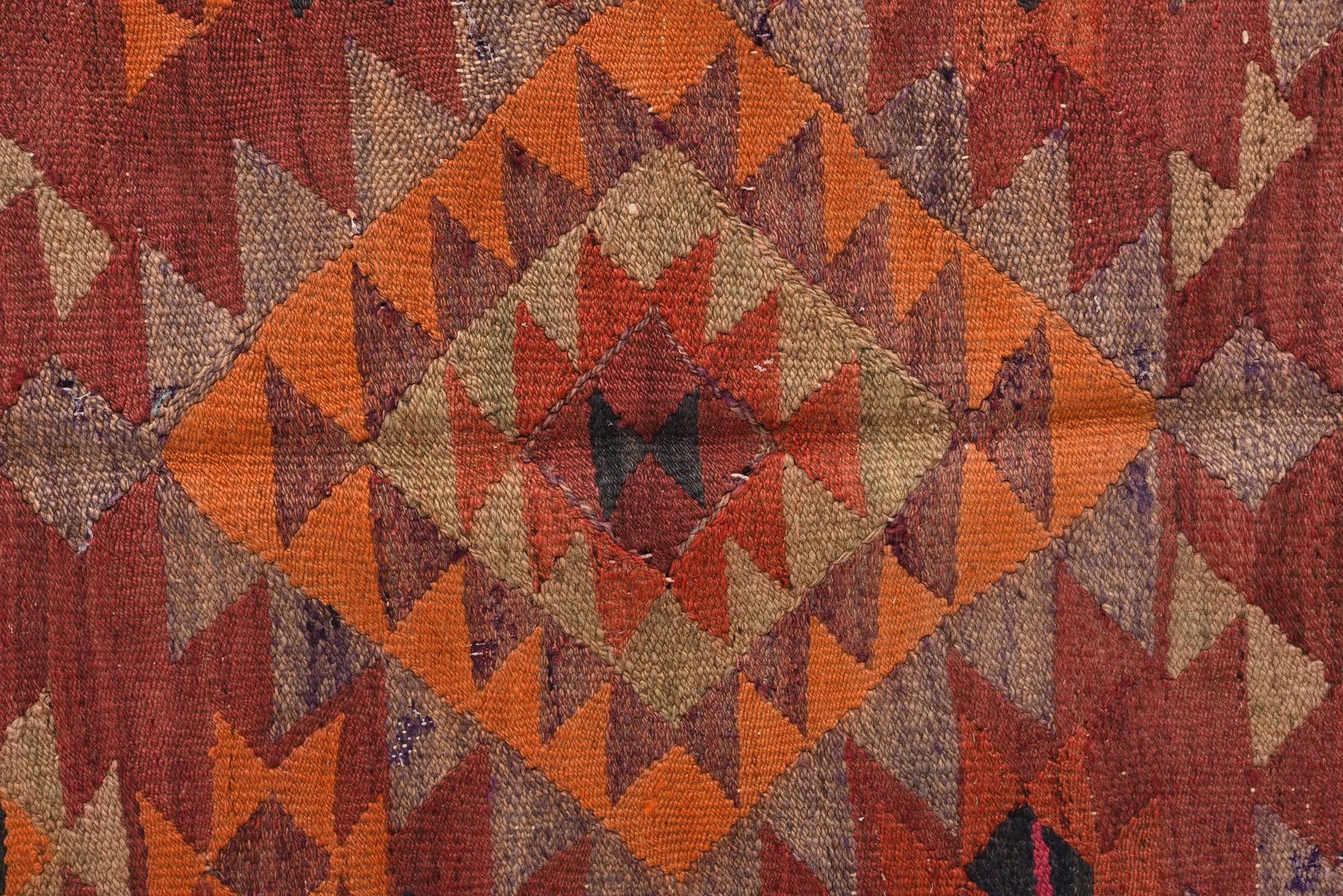 4' 6 x 9' 5 Hand Woven Kilim Fars Wool Runner Rug