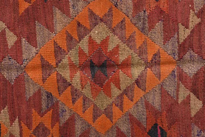 4' 6 x 9' 5 Hand Woven Kilim Fars Wool Runner Rug