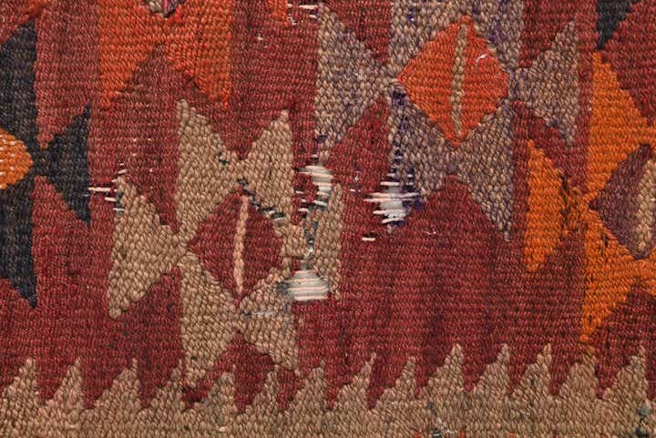 4' 6 x 9' 5 Hand Woven Kilim Fars Wool Runner Rug