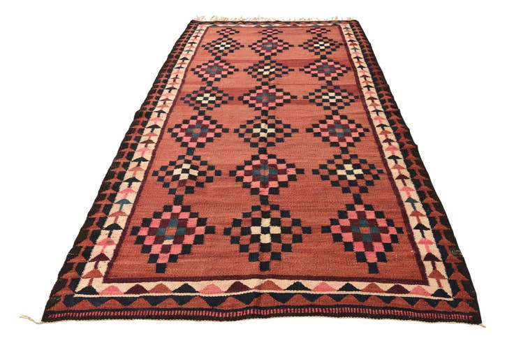 Detail image of 5' 2 x 9' 9 Hand Woven Kilim Fars Wool Runner Rug