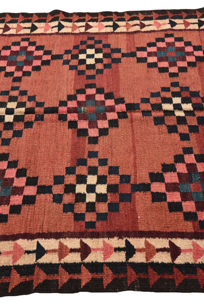 5' 2 x 9' 9 Hand Woven Kilim Fars Wool Runner Rug