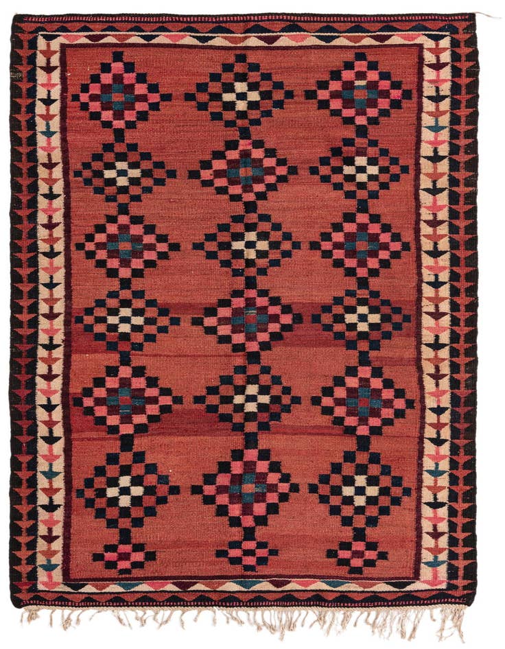 Detail image of 5' 2 x 9' 9 Hand Woven Kilim Fars Wool Runner Rug