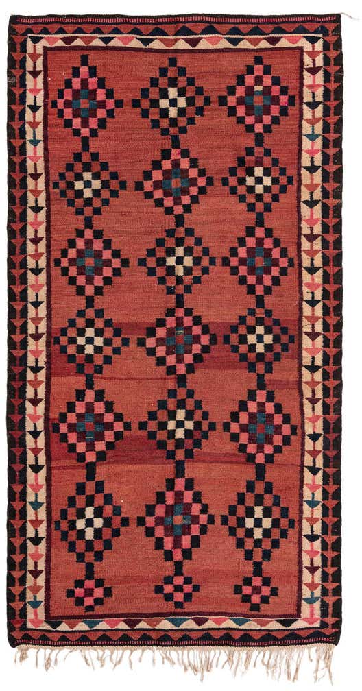5' 2 x 9' 9 Hand Woven Kilim Fars Wool Runner Rug