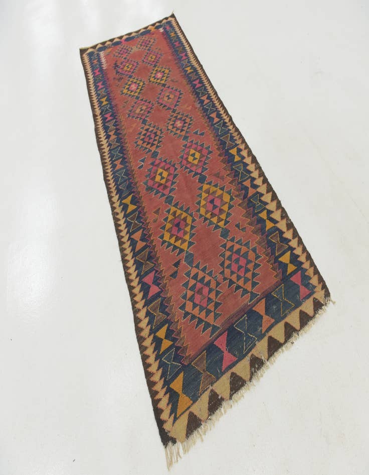 Detail image of 4' x 8' 9  Hand Woven Kilim Fars Wool Runner Rug