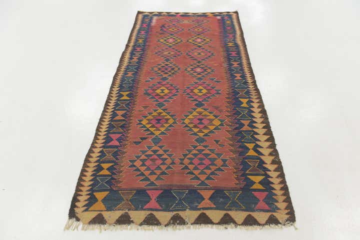 4' x 8' 9 Hand Woven Kilim Fars Wool Runner Rug