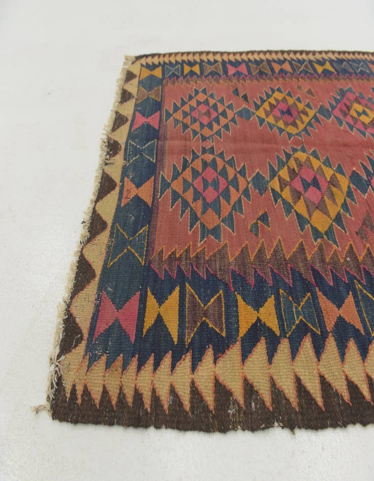 Detail image of 4' x 8' 9  Hand Woven Kilim Fars Wool Runner Rug