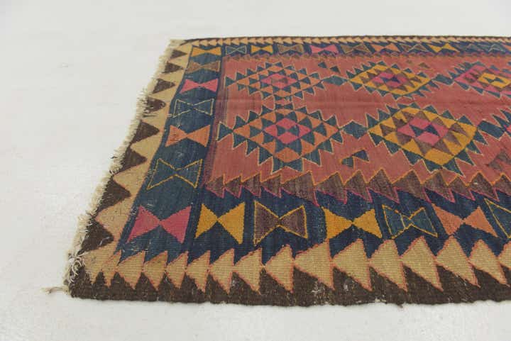 4' x 8' 9 Hand Woven Kilim Fars Wool Runner Rug