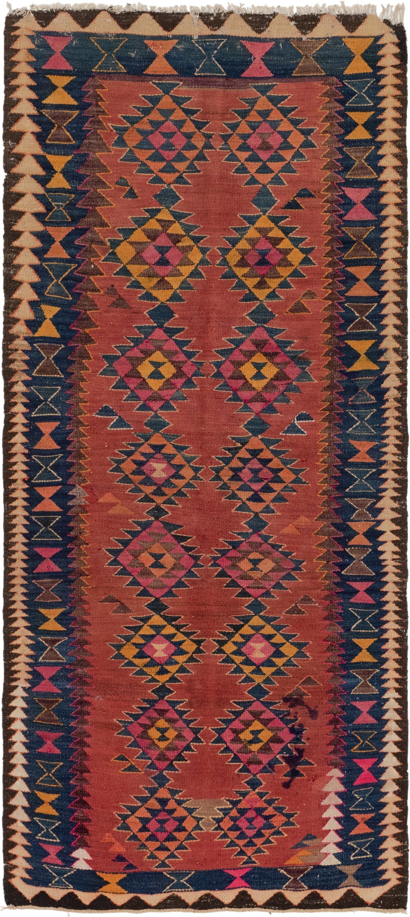 4' x 8' 9 Hand Woven Kilim Fars Wool Runner Rug