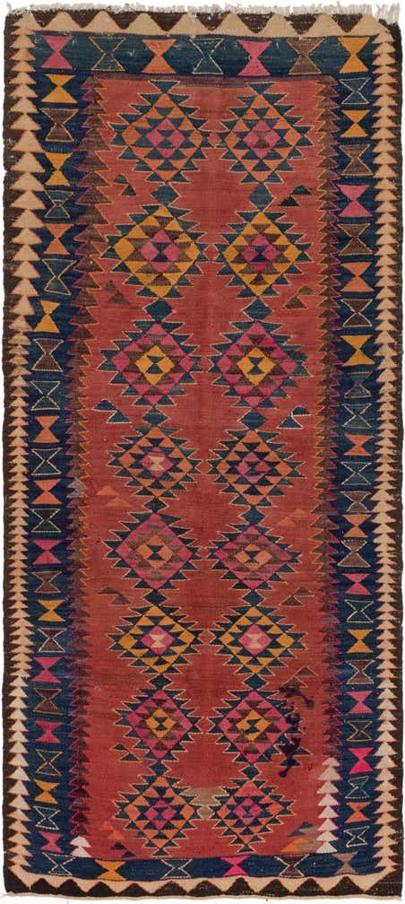 4' x 8' 9 Hand Woven Kilim Fars Wool Runner Rug