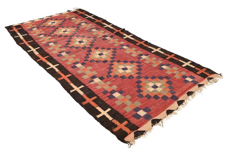 Detail image of 4' 6 x 9' Hand Woven Kilim Fars Wool Runner Rug