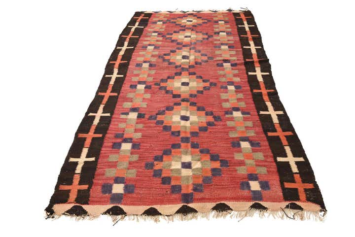 4' 6 x 9' Hand Woven Kilim Fars Wool Runner Rug