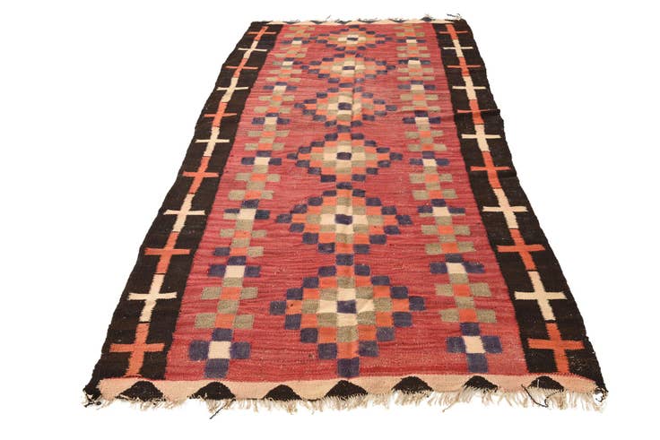 Detail image of 4' 6 x 9' Hand Woven Kilim Fars Wool Runner Rug