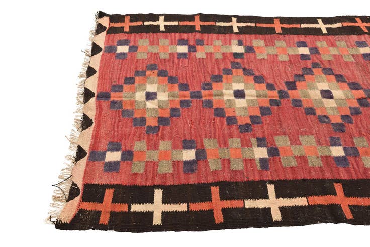 Detail image of 4' 6 x 9' Hand Woven Kilim Fars Wool Runner Rug