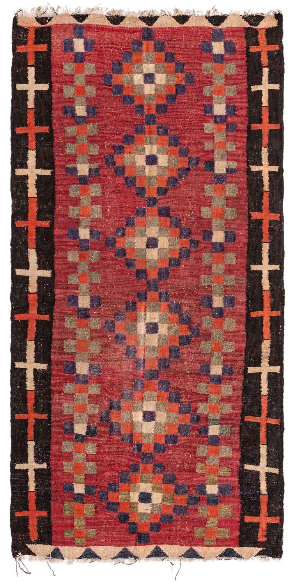 4' 6 x 9' Hand Woven Kilim Fars Wool Runner Rug