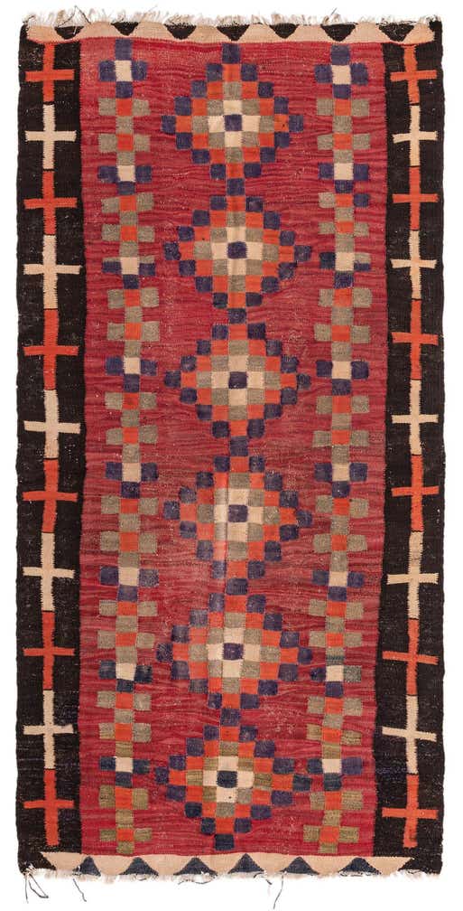 4' 6 x 9' Hand Woven Kilim Fars Wool Runner Rug